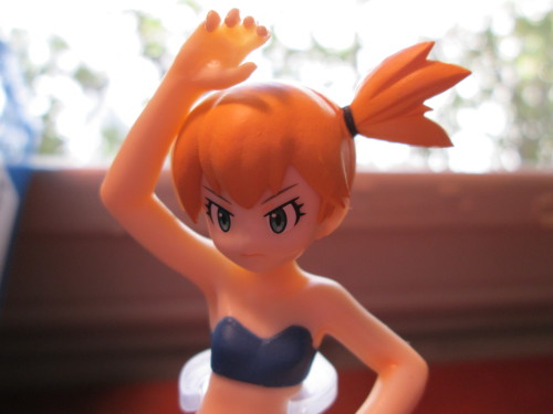 allthingsmisty:  Pokémon HG Misty Figure from Bandai! I love how determined she is here! Her pose is based on the original Pokémon Red & Blue (& Green) sprites where you battle her for the Cascade Badge! She’s very light and delicate, though!