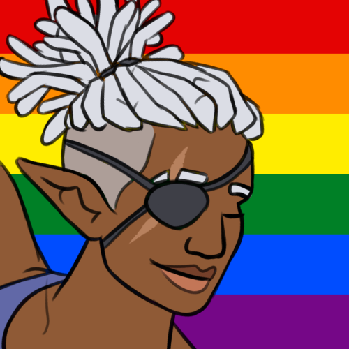 bad kids pride icons![id: Six icons of the Bad Kids from Fantasy High with various pride flags; bi G