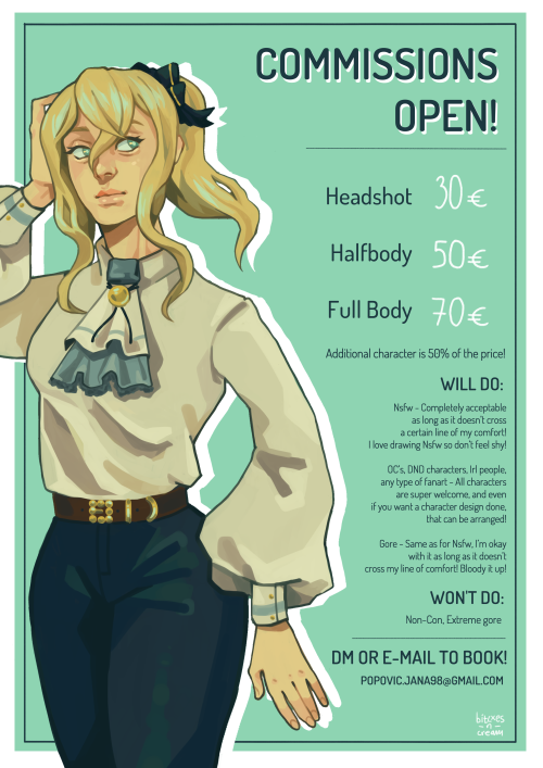 COMMISSIONS OPEN!5 slots available!