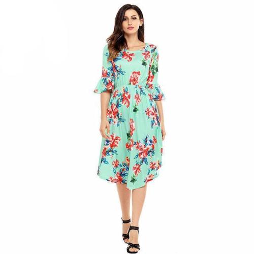 favepiece:Bell Sleeve Dress with Floral Print - Get a 10% discount with code TUMBLR10!