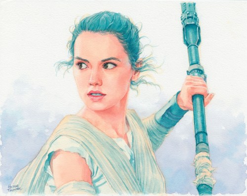hectortrunnec:Rey (Star Wars) watercolor illustration