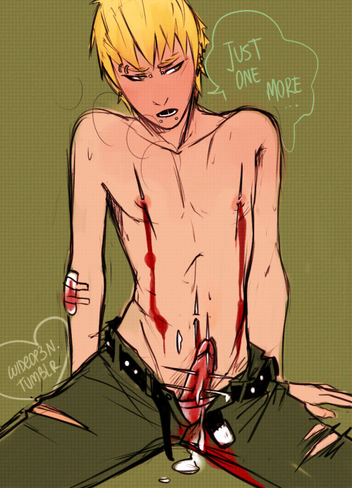wideop3n:  Noiz gets his dick pierced and makes a mess. 