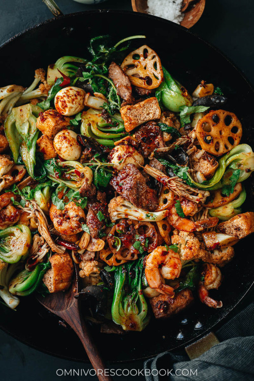 Ma La Xiang Guo (Sichuan Mala Dry Pot, 麻辣香锅)Colorful vegetables in different shapes and textures, me