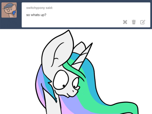 unhinged-pony:“10/10 would neck again.” -IGNUnhinged: Wowzers Miss Celestia, Has anyone told you that you have a really long horn? Featuring: celestia-stuffI will be drawing one post a day for ten days!  x3! Eeee Unhinged you’re such