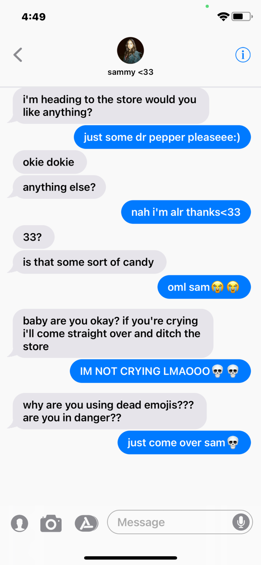 Sam Carpenter X Reader - Fake Texts
