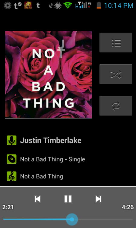 Day 58: Not a Bad Thing by J.T on repeat.