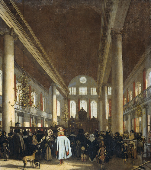 Interior of the Portuguese Synagogue in Amsterdam by Emanuel de Witte, 1680