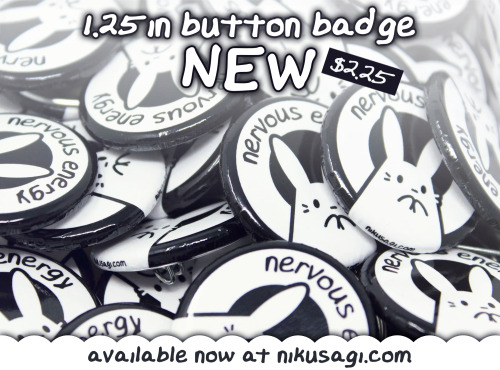 Let everyone know you’re a shy bean with our brand new “nervous energy” button badges!Available now 