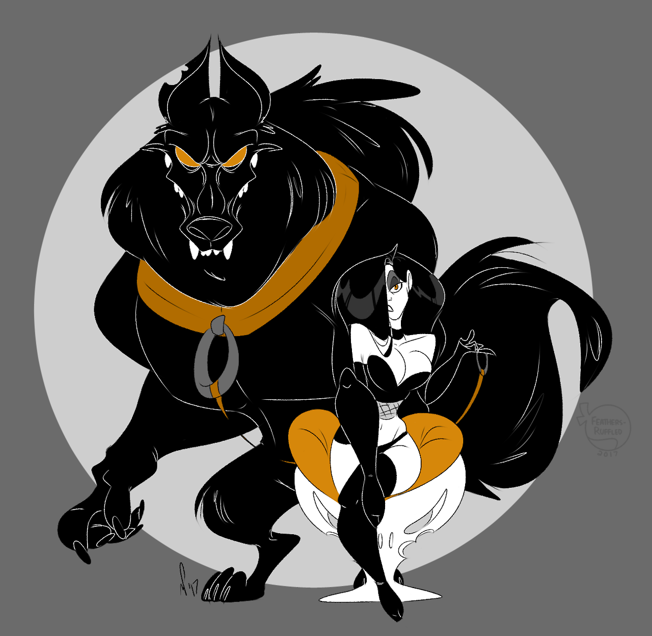 feathers-ruffled:Inktober: Beauty and her Beast &lt;3
