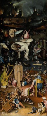 blackpaint20:  A favorite! Part of my bedroom décor  Right panel of The Garden of Earthly Delights by Hieronymus Bosch 