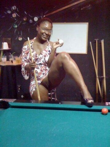 lilmandingo:  My friend showing her goods in a crowded bar..
