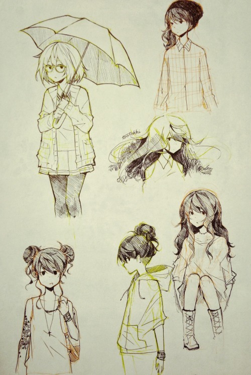 tootokki:  Girlie I’ve been drawin plus Mirai in the corner Actually I think she’s influenced by top-left girl here