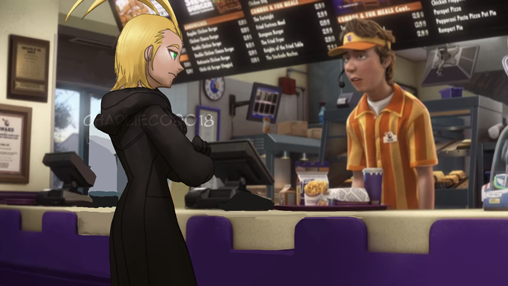 chachacharlieco:  Where Larxene got that fried chicken in Chain of Memories manga.