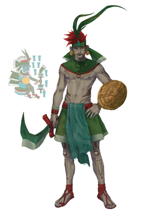 percichen: Character designs loosely based on Aztec gods: Quetzalcoatl –  god of life, wi
