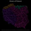 Rivers of Poland🇵🇱.
Each river on the map is colored according to the basin it belongs to and scaled based on its size.
by milos_agathon