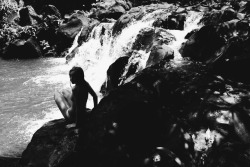seacides:  a waterfall along judd trail in honolulu, hawaii