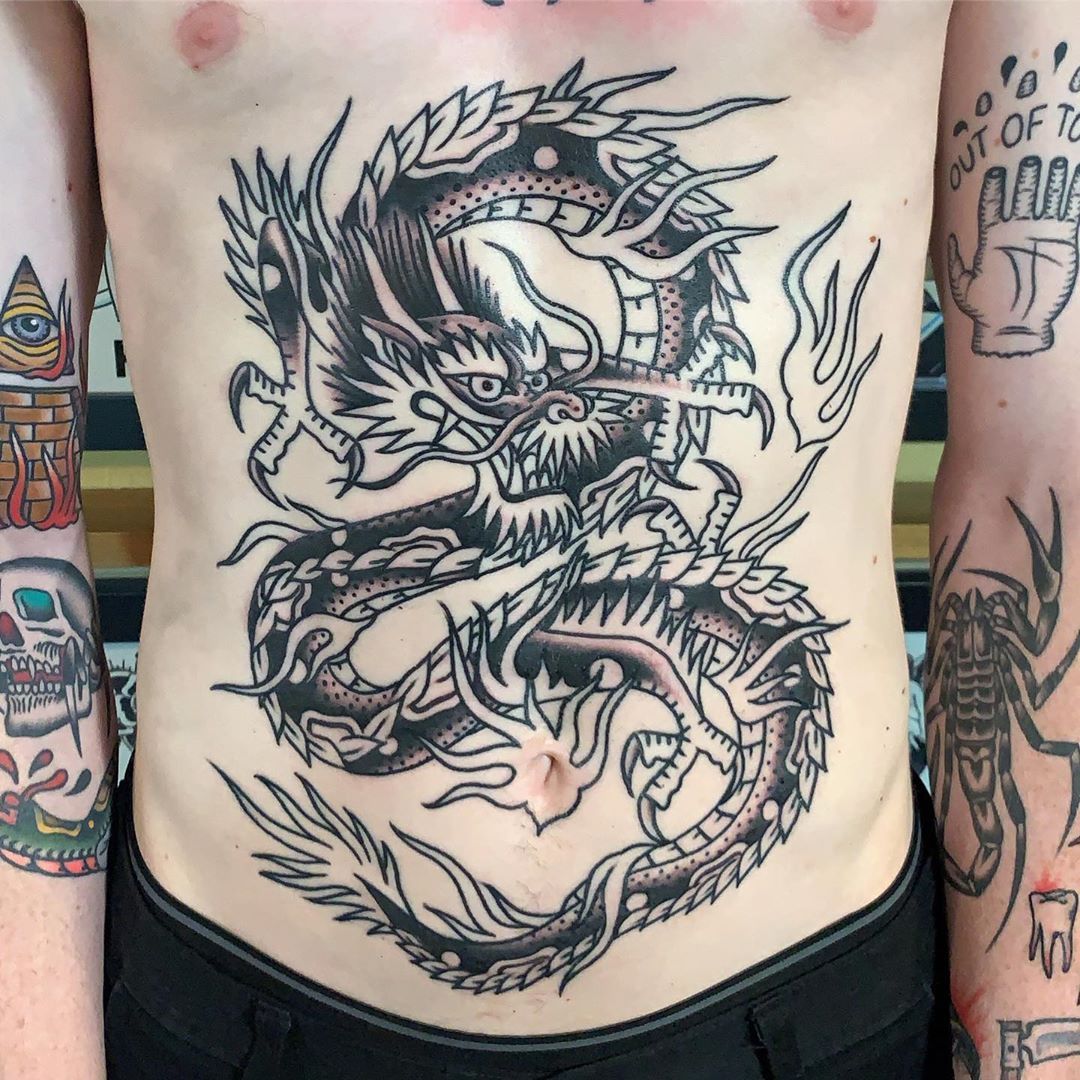 stomach tattoo dragonTikTok Search