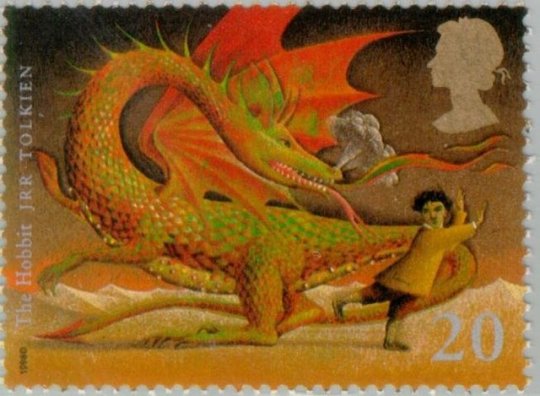 Smaug and the Hobbit stamp