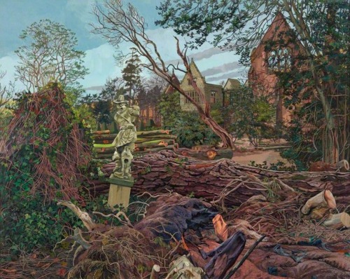 Cherryl Fountain (b.1950) - After the Hurricane, Nymans, West Sussex. 1988. Acrylic on canvas.