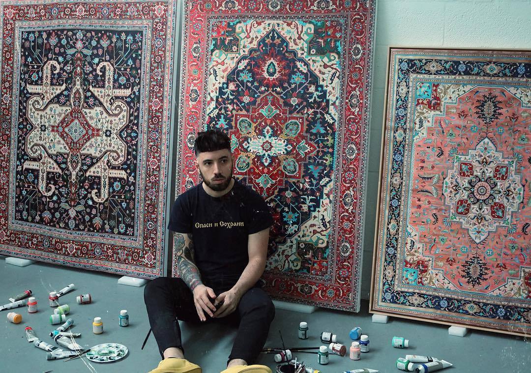 crossconnectmag:  Hand-Painted Carpets by Jason Seife Reinventing his favorite eras