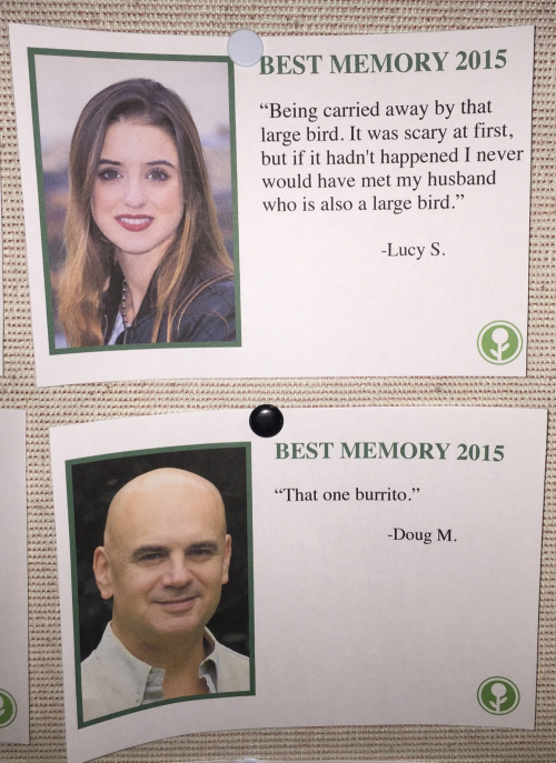 obviousplant: I wrote some fake ‘Best Memories of 2015′ and left them on a communi