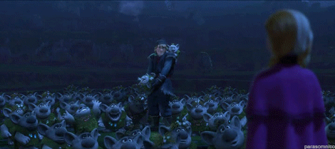 fyeahkristanna:  parasomnico:  my family…  I JUST NOTICED IN THE 2ND GIF THE LITTLE TROLL IN KRISTOFF’S ARMS IS SQUIRMING IN HAPPINESS OMG HE LOOKS SO CUTE 