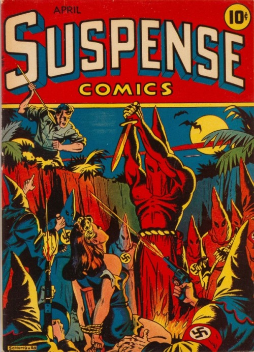 pulpcovers:
“ Suspense Comics #3
Because of the controversial cover, this issue was not displayed on may newsstands, and so did not sell very well. Which resulted in this particular issue recently selling at auction for...