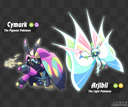  Bug Fakemon inspired by the CMYK and RGB color models, graffiti art and light shows, and the picass