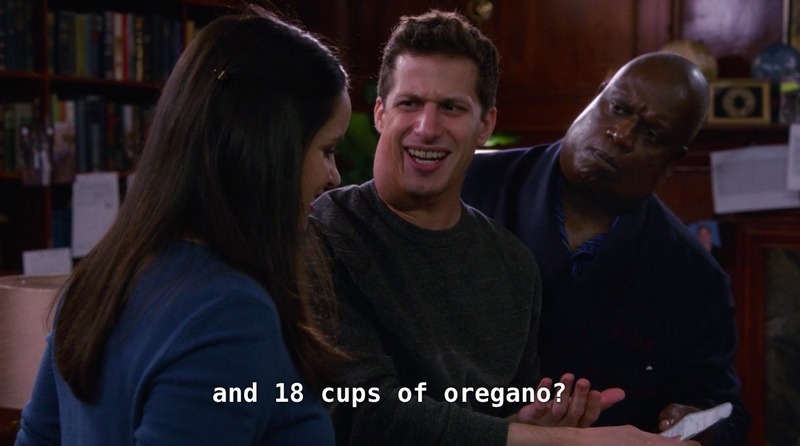 This series could use a couples cooking class episode. The B plot would be Rosa trying