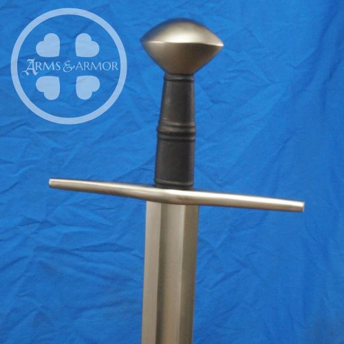 Sword Pic for Shut Ins- A Type X blade with classic early pommel form and broad guard. Black leather