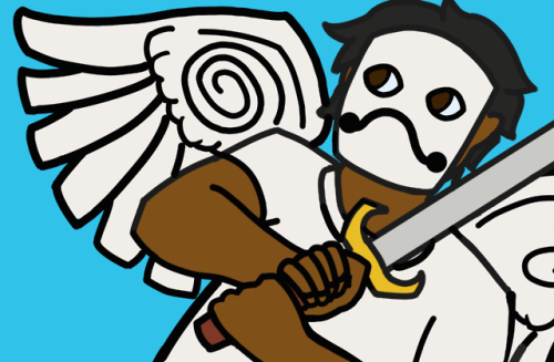 OFFtober Day 3: Zacharie with his wings and sword!I’ve never drawn him with his wings and sword befo