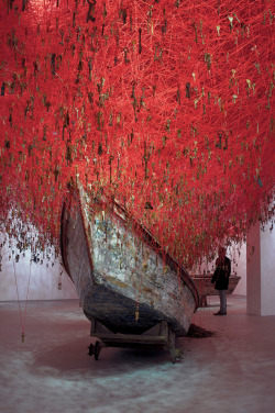 crossconnectmag:   Labyrinth of Keys and Yarn - Installation   by Chiharu Shiota    With her new project titled “The Key in the Hand”, artist Chiharu Shiota will represent Japan at the 56th Venice Biennale, which run from 9 May till 22 November, 2015. 