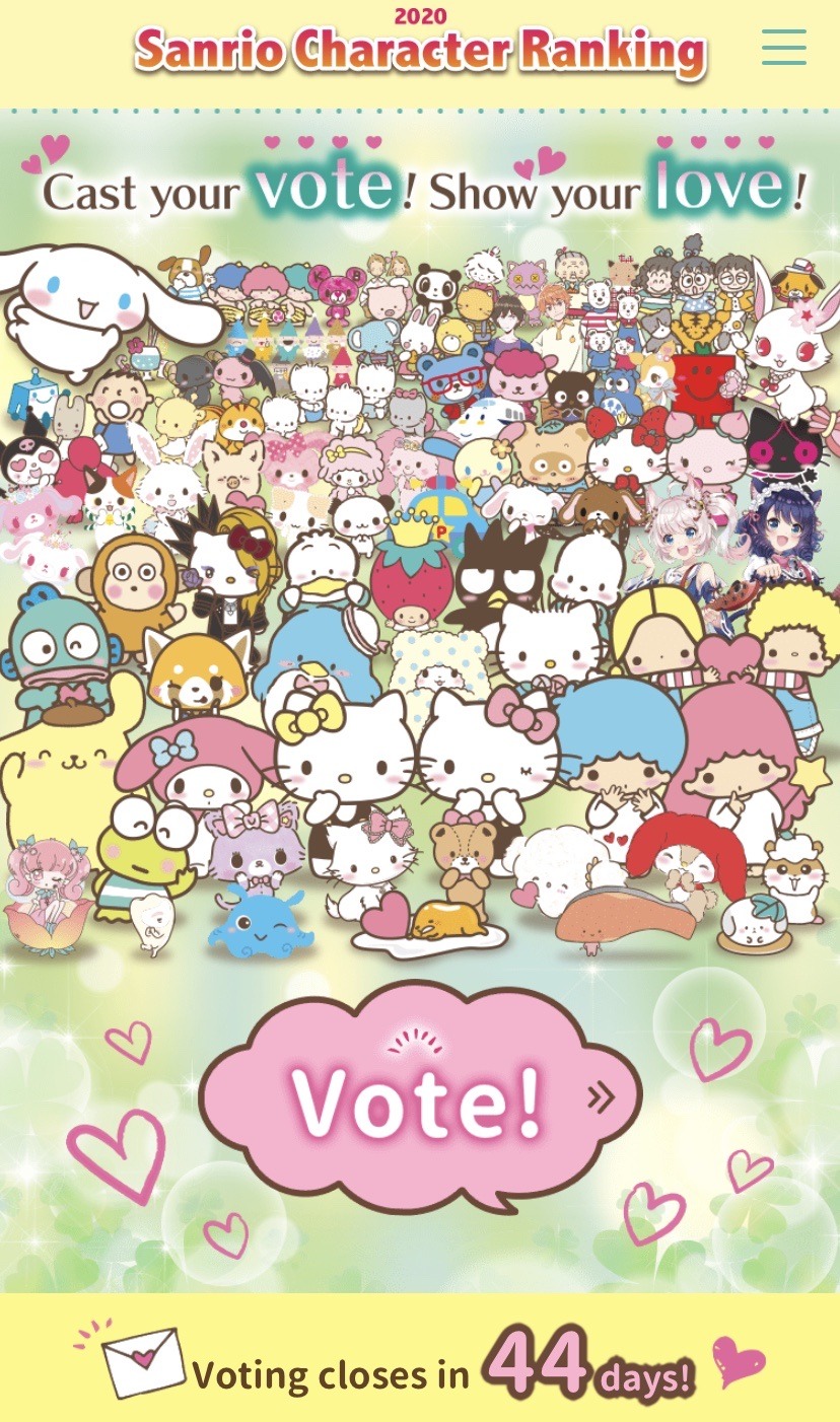 33rd Annual Sanrio Character Ranking Has Begun. Vote Now Until 10th June.