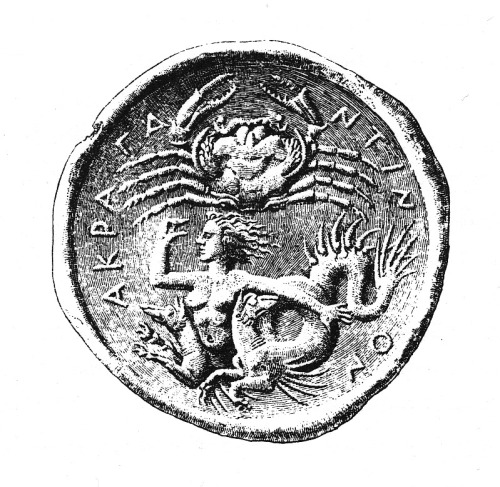 Akragas, tetradrachm (420-415 b.C.). Scylla and the crab