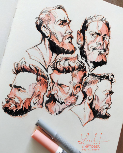 a herd of bearded men! my take on the ‘angular’ prompt for inktober :)