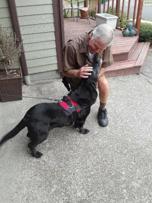 This is Woody and our UPS Man, Mike, who fulfilled one of Woody’s bucket list items to meet Mi