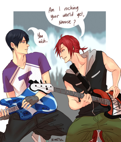 :day 2 of RH week: professions: musicians (basically an AU with rin and haruka as lead guitarists of