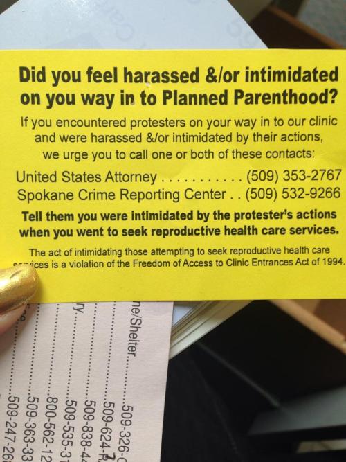 malonetaylor:  Did you know? It’s your RIGHT to access reproductive healthcare without being intimidated or terrorized. 