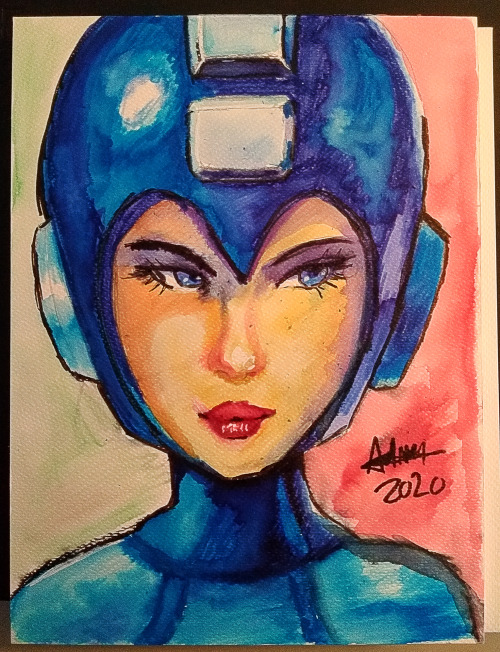 Megawoman in watercolorsI tried watercolors for the first time. It was fun but quite hard to keep tr