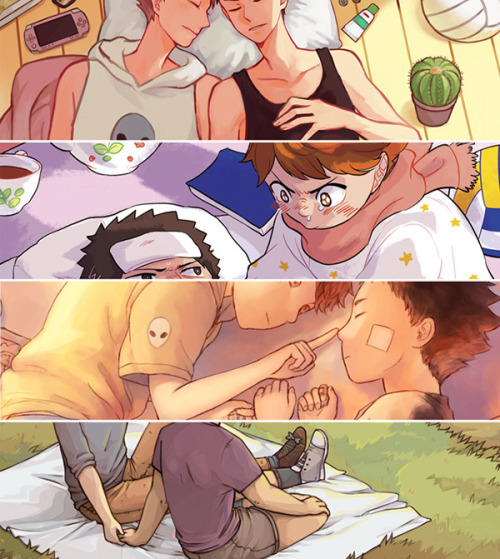 kittlekrattle:  Moments : An Iwaizumi x Oikawa Fanzine Preorders are now open! A collection of moments, big and small, shared by Iwaizumi and Oikawa through the years.  Collected in a 32-page, full color illustration fanzine featuring the work of 21
