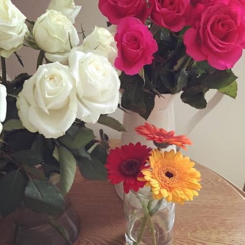 Never enough flowers! #roses #gerberas #rose #gerbera #flowers #flowerpower #flowerlovers #pretty #c