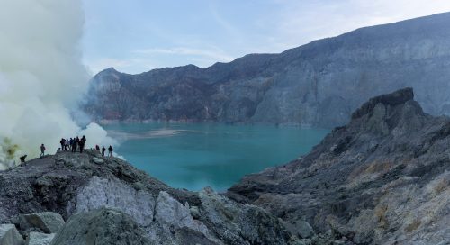 Kawah Ijen Crater LakeThe most famous, well-publicized feature of the Kawah Ijen volcano is the blue