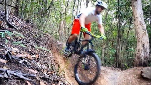 themtnbikegeek: Having fun with sneaky lines and berm dropins aboard the Torrent! Monday afternoon d