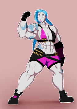 lemonfontart:  Jinx - Part 1/6 - Muscle A series of commissions of Jinx in various forms  [patreon] [commission] 