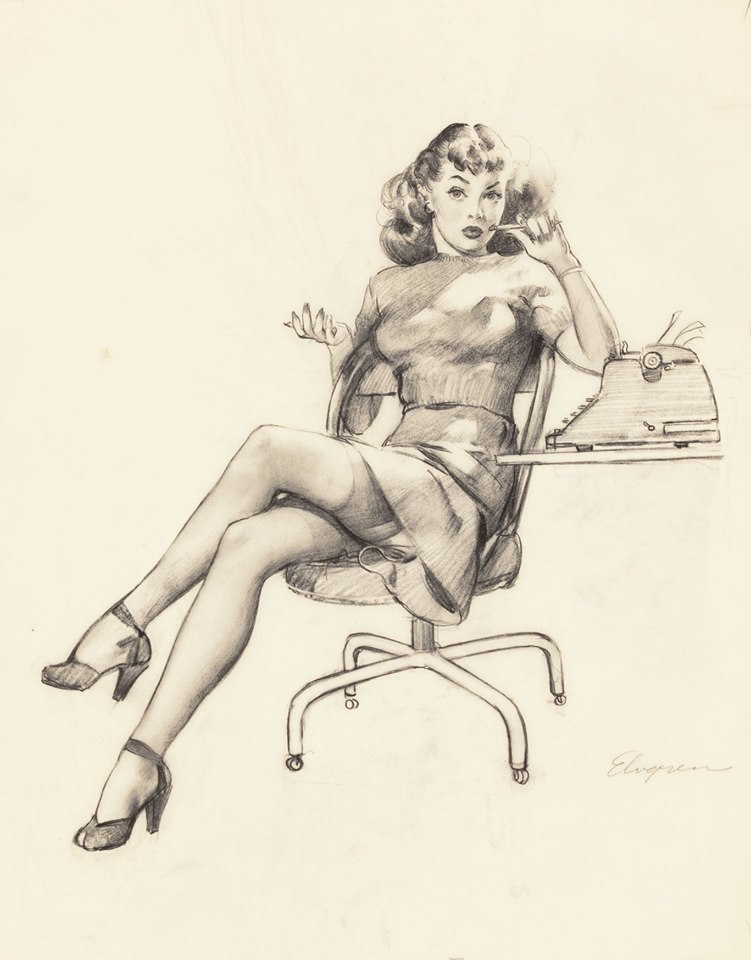 inky-curves:  “I’m Never Promoted, But I Get Lots of Advances”  Gil Elvgren: