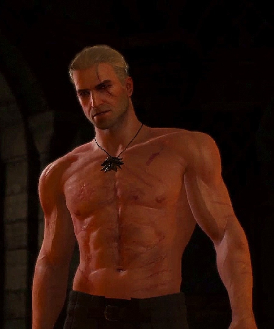 amayanocturna:An appreciation post of a shirtless Geralt