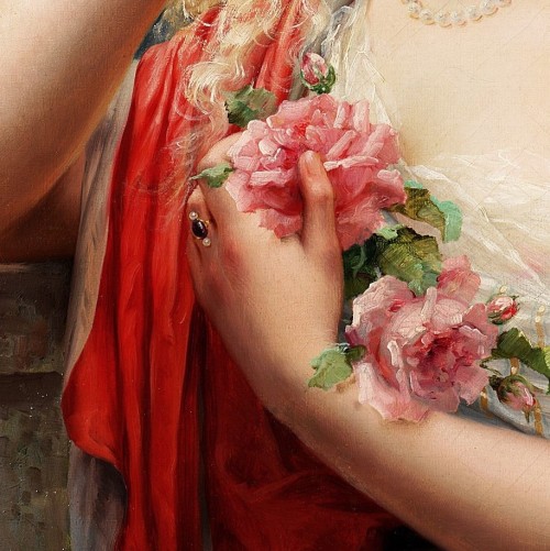 die-rosastrasse:Red in paintings of women ♥Albert Lynch;Marcello Bacciarelli;Émile Vernon; Paul de L