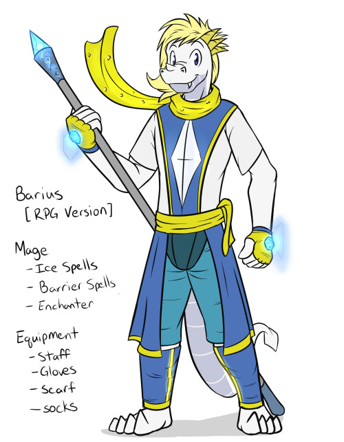 Barius - RPG Version Barius is also an intermediate level mage, but unlike Spike who has a natural affinity for magic, Barius is very studious and well read.  He has specialized in ice magic, knowing that dragons are more resistant to fire magic, but