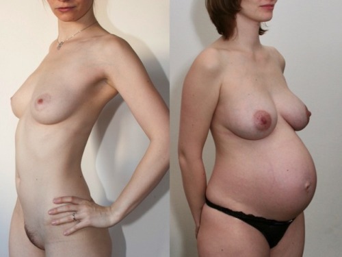 lovingmyperfectwife:Wife: before and after getting pregnantGreat before and after shot