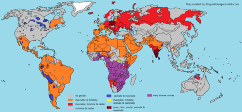 linguisticmaps: GRAMMATICAL GENDER OR NOUN CLASS CATEGORIES - NEW VERSION Gender categories refer he